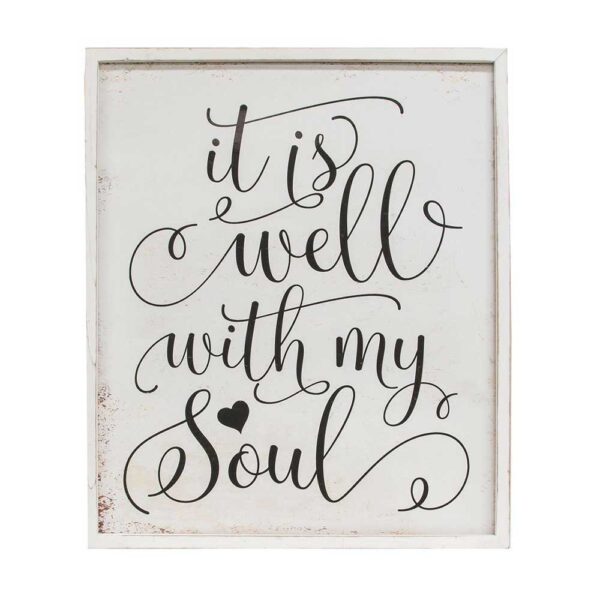 CWI Gifts "It Is Well With My Soul" Distressed Framed Sign