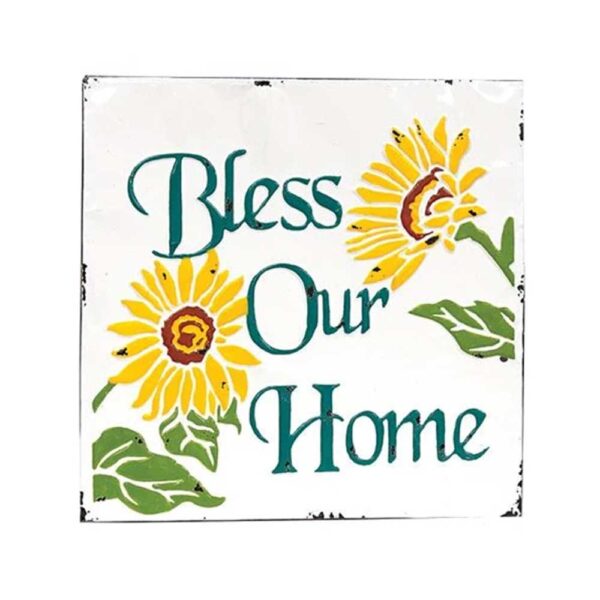 "Bless Our Home" Vintage Metal Wall Plaque