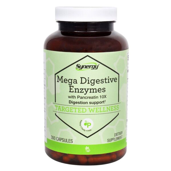 Synergy Mega Digestive Enzymes with Pancreatin 10X -- 300 Capsules