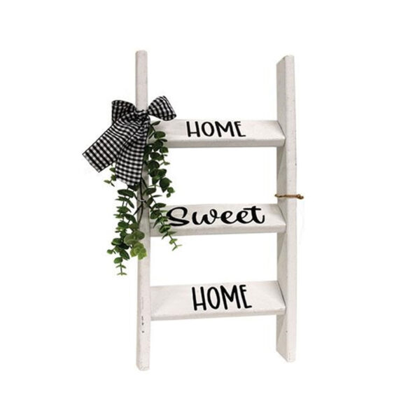 Home Sweet Home White Wooden Ladder w/Greenery