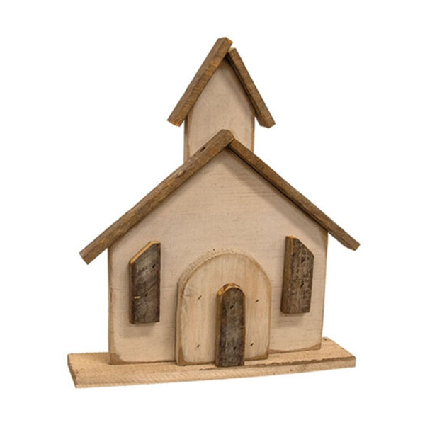 CWI Gifts Rustic Layered Wood Church on Base, 17"H