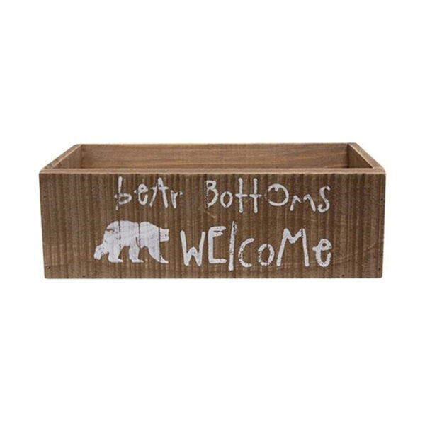 Bear Bottoms Welcome Rustic Wood Box