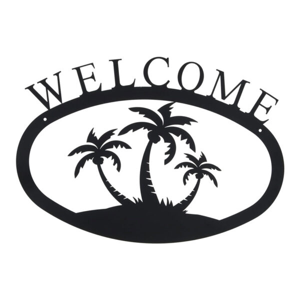 Village Wrought Iron Palm Trees Welcome Home Sign Large