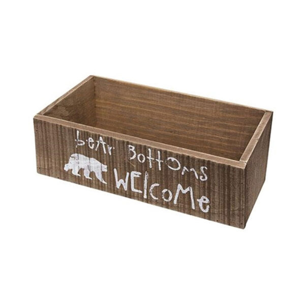 Bear Bottoms Welcome Rustic Wood Box - Image 2