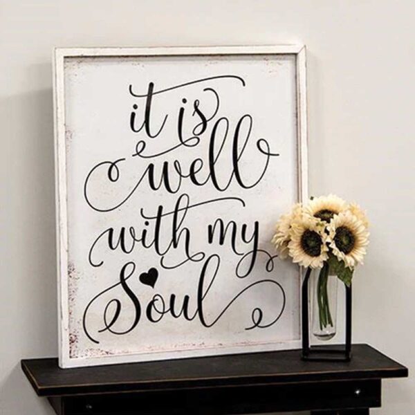 CWI Gifts "It Is Well With My Soul" Distressed Framed Sign - Image 2