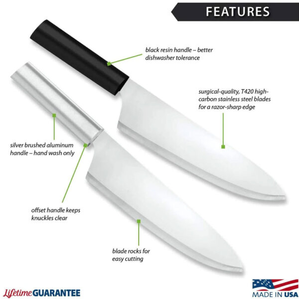 French Chef Knife - Silver or Black - Image 3