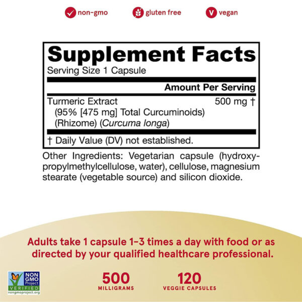 Bone & Joint Curcumin 95 -- 500 mg - 120 Veggie Caps - Image 2