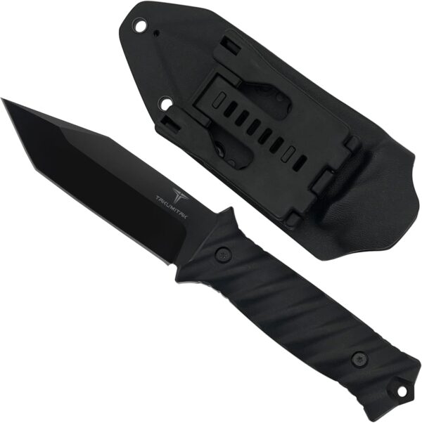 Tactical Knife TKF201BK - D2 Tanto Blade, G10 Handle, Kydex Sheath, MOLLE Clip