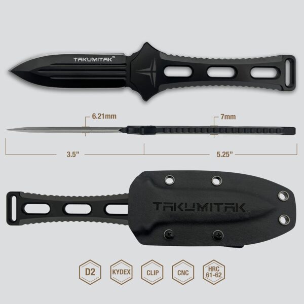 Hunting Knife TKF205BK - D2 Fixed Blade, G10 Handle, Kydex Sheath, MOLLE Clip - Image 2