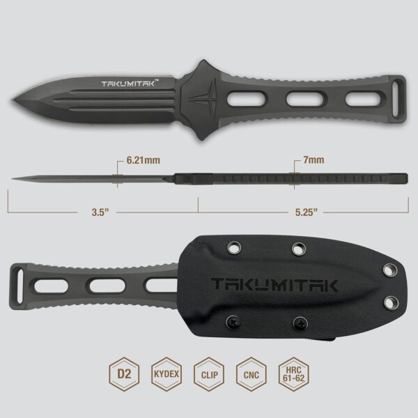 Hunting Knife TKF205GY - D2 Fixed Blade, G10 Handle, Kydex Sheath, MOLLE Clip - Image 2