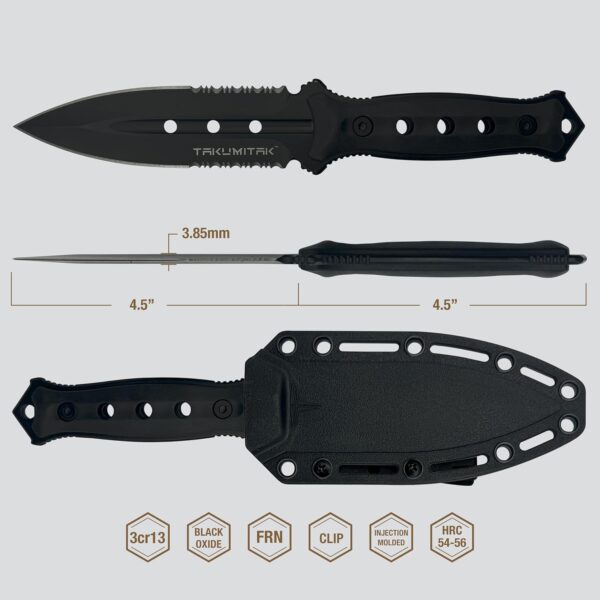 Hunting Survival Knife TKF316 - 9” Full Tang with FRN Handle Scales and MOLLE Clip - Image 3